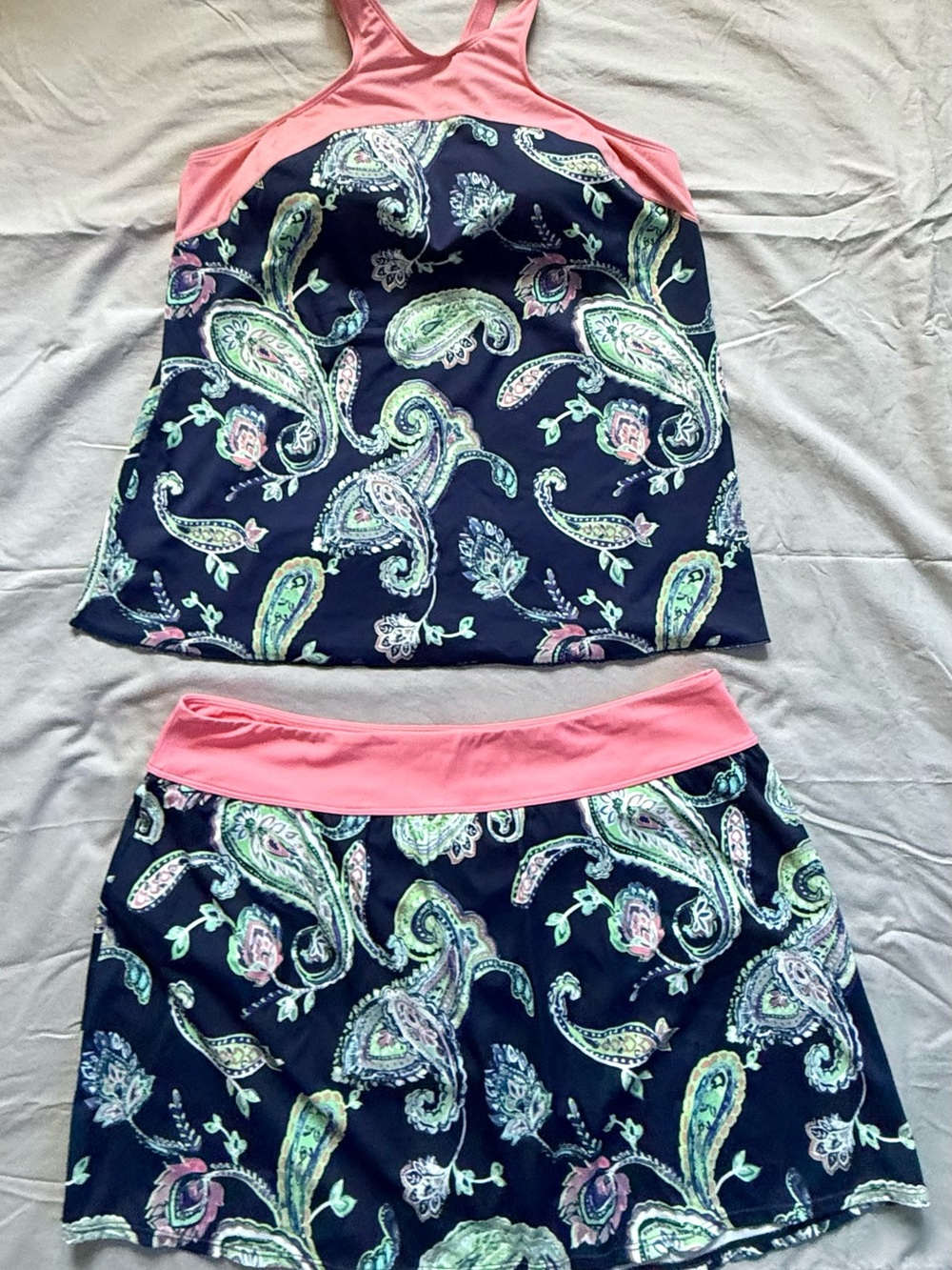 D&CO Women’s Pink & Navy Paisley Tankini Set